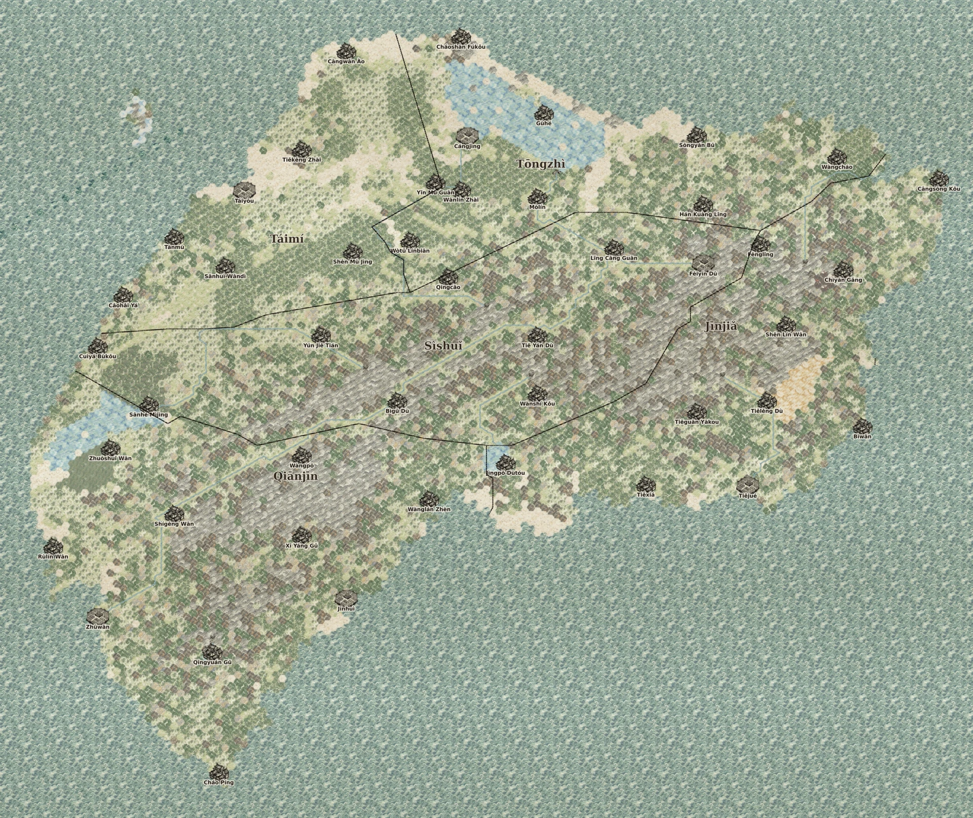 Romance of Five Kingdoms world map